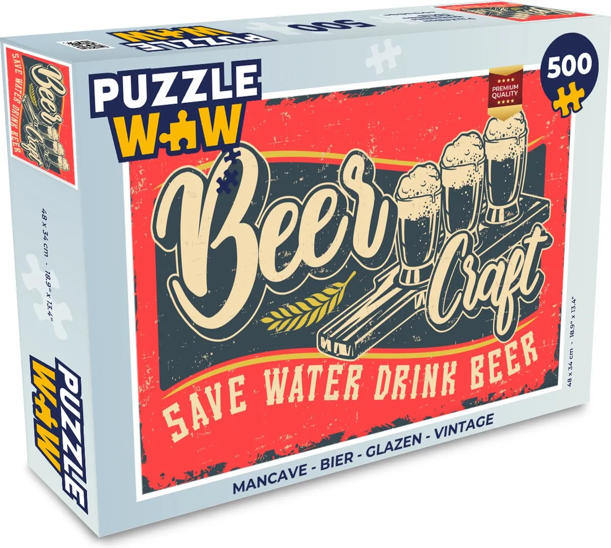 PuzzleWow Mancave Bier Glazen Legpuzzel 500 Stuks
