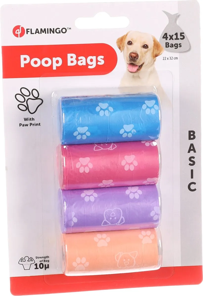 Flamingo Paws Hondenpoepzakjes - 60 Stuks