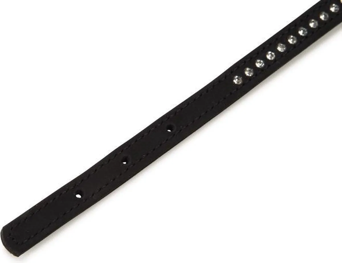 Beeztees Buffalo Halsband - Leer Zwart 17-21cm