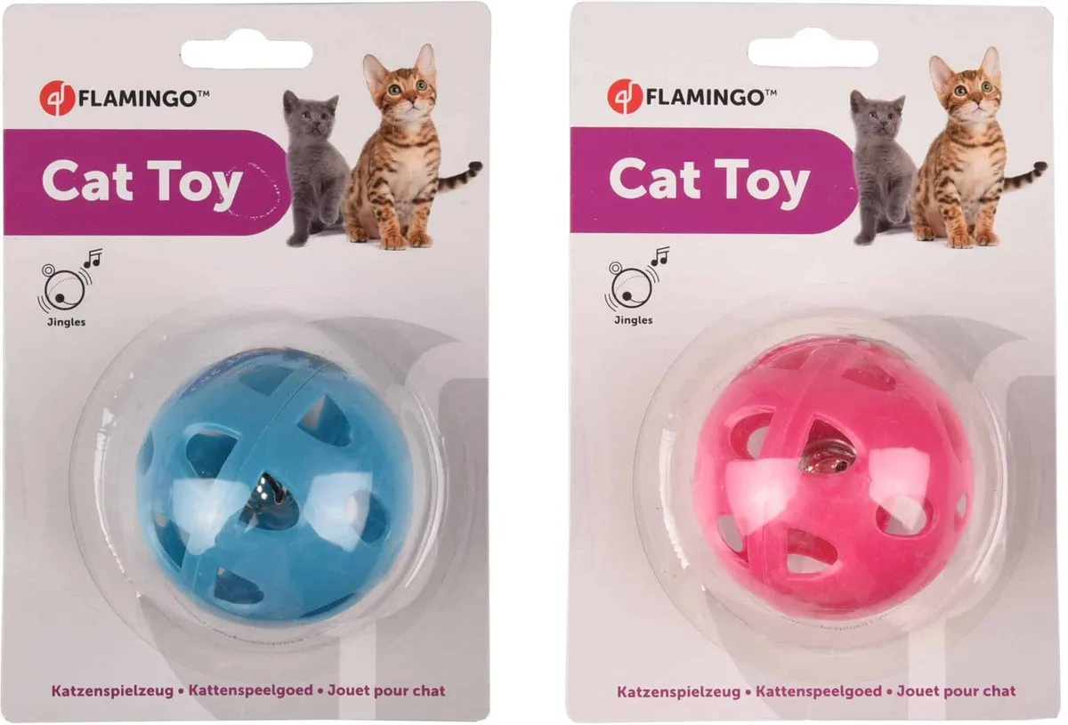 Flamingo Diwa Speelgoed Katten Ps Bal Diwa + Bel 6,5cm - Assortiment