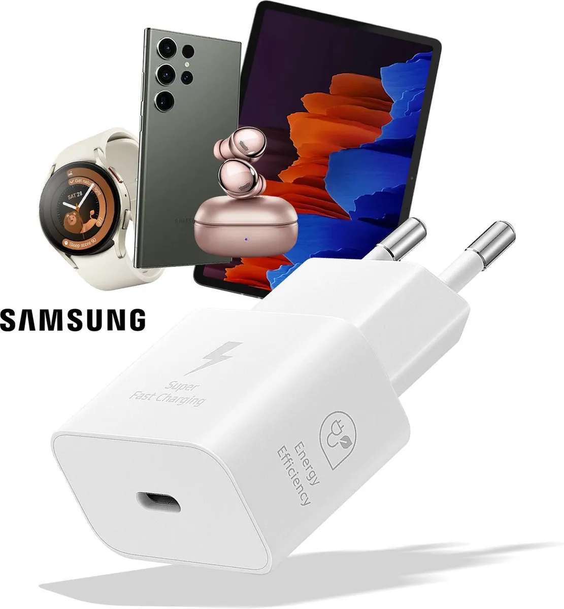 Samsung EP-T2510XWEGEU Adapter 25W - USB-C Kabel 1m - Wit - afbeelding 6 van 6