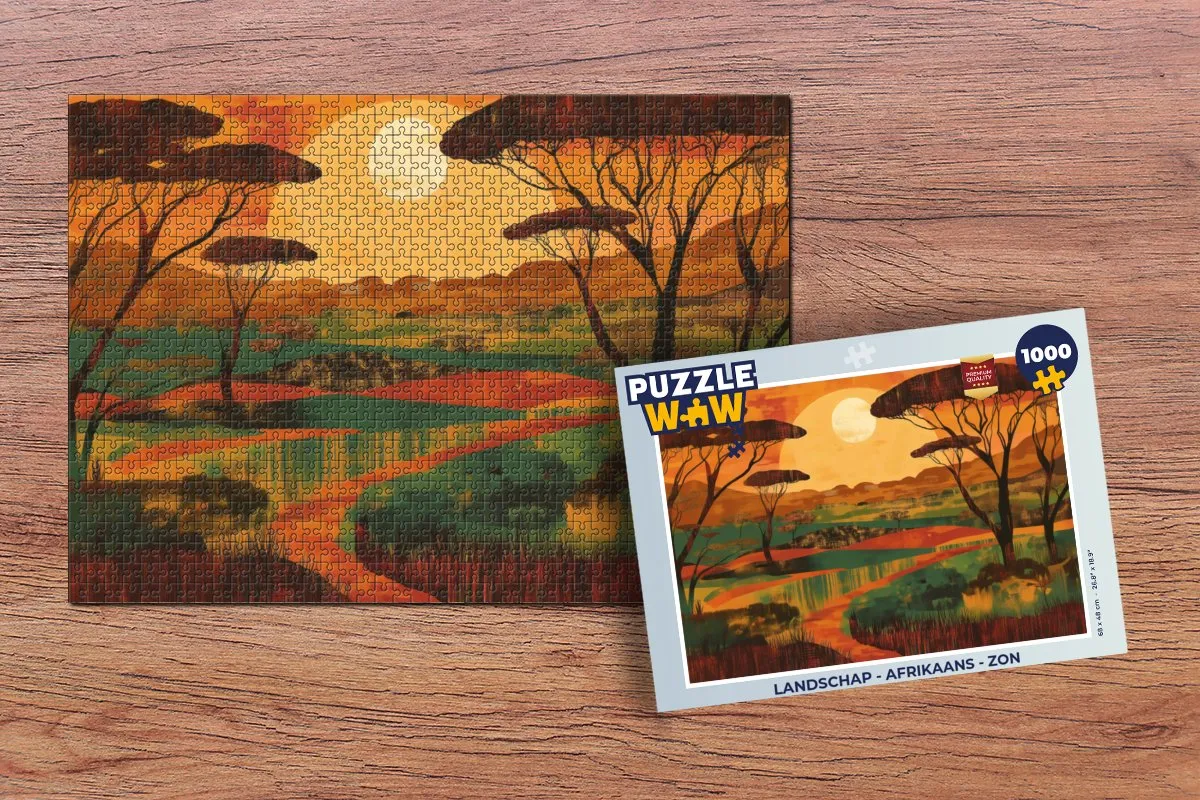 PuzzleWow Legpuzzel Afrikaans Landschap 1000 Stuks - Zon