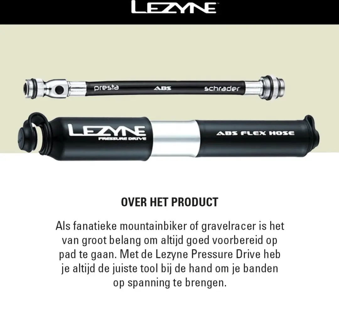 Lezyne Pressure Drive HP Fietspomp - Zwart - afbeelding 2 van 6