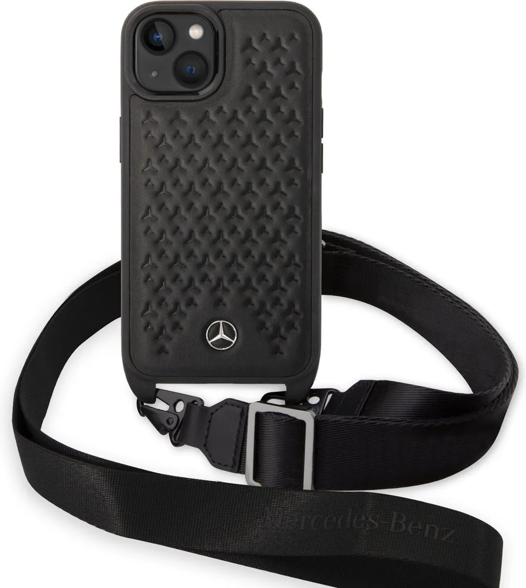 Mercedes-Benz Echt Leer Back Cover voor iPhone 14 - Zwart