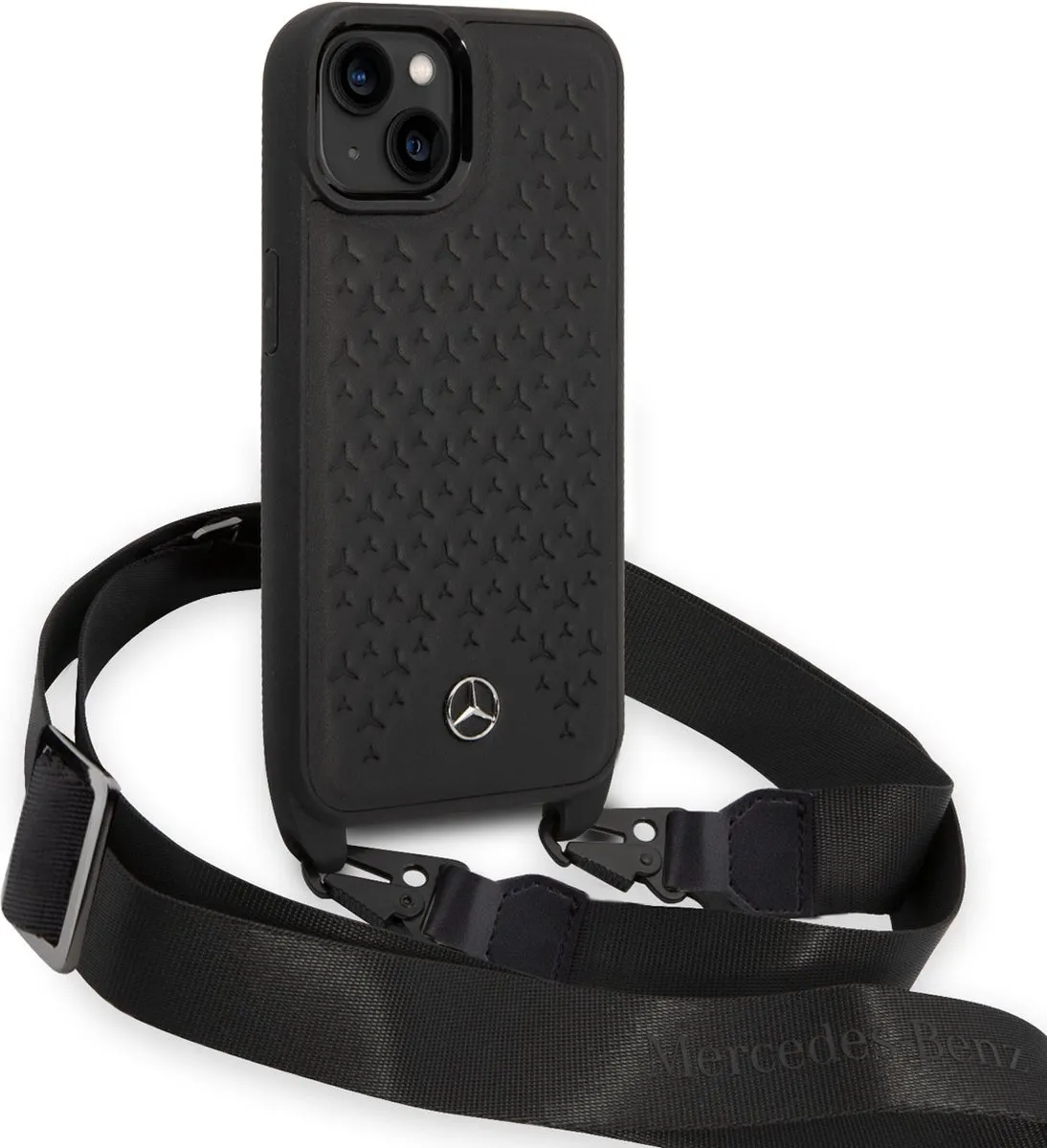 Mercedes-Benz Echt Leer Back Cover voor iPhone 14 - Zwart