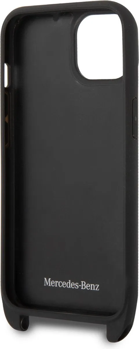 Mercedes-Benz Echt Leer Back Cover voor iPhone 14 - Zwart