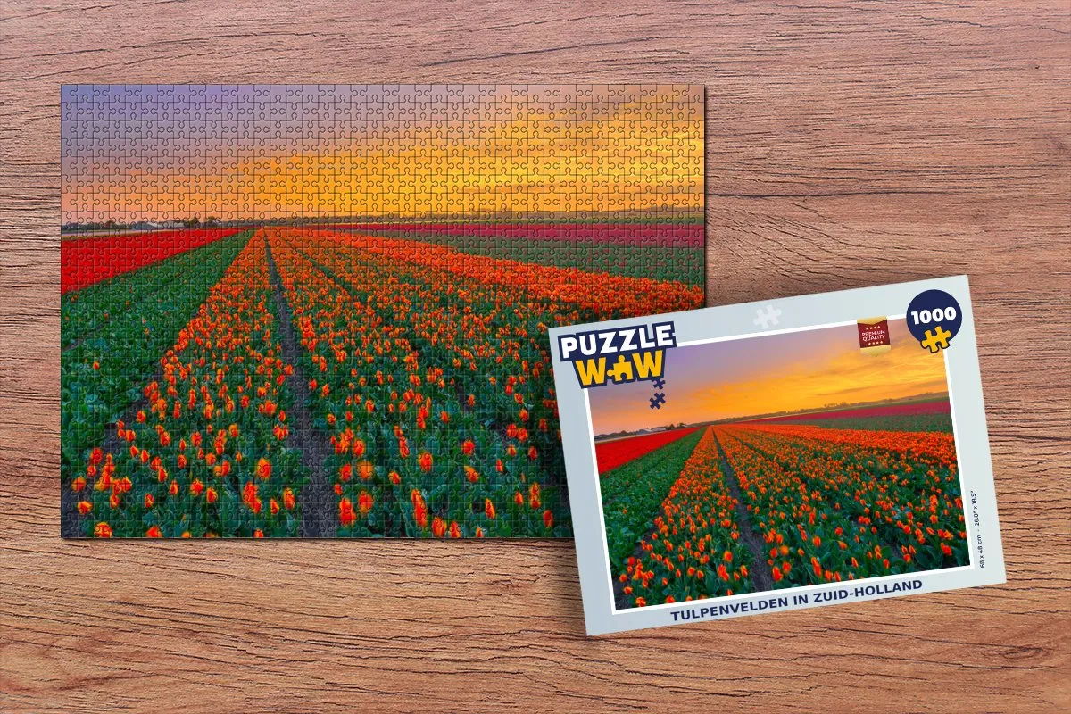PuzzleWow Tulpenvelden in Zuid-Holland Legpuzzel 1000 Stuks - Multicolor