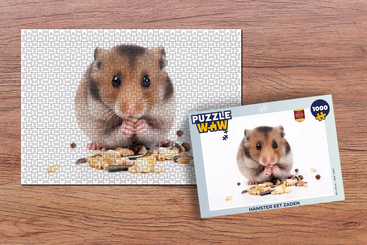PuzzleWow Hamster Eet Zaden Legpuzzel 1000 Stuks - Multicolor
