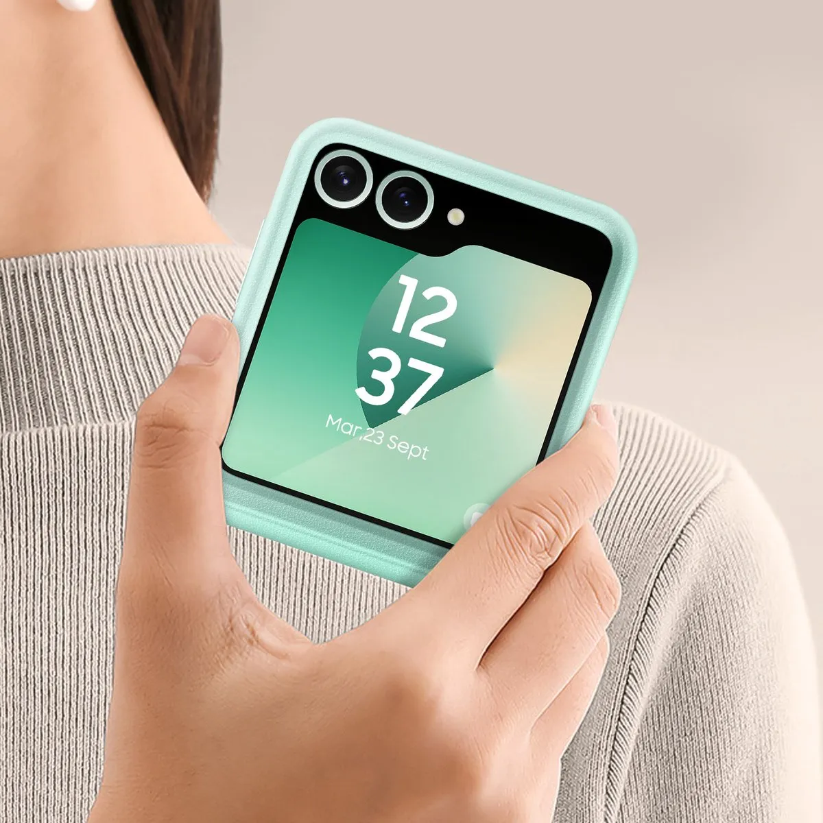 Samsung Galaxy Z Flip6 Vegan Leren Hoesje EF-VF741PMEGWW - Munt - afbeelding 6 van 6