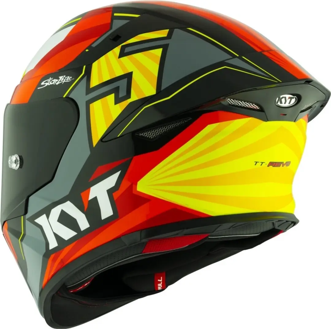 KYT TT-Revo Flux integraalhelm - Rood/Geel - afbeelding 6 van 6