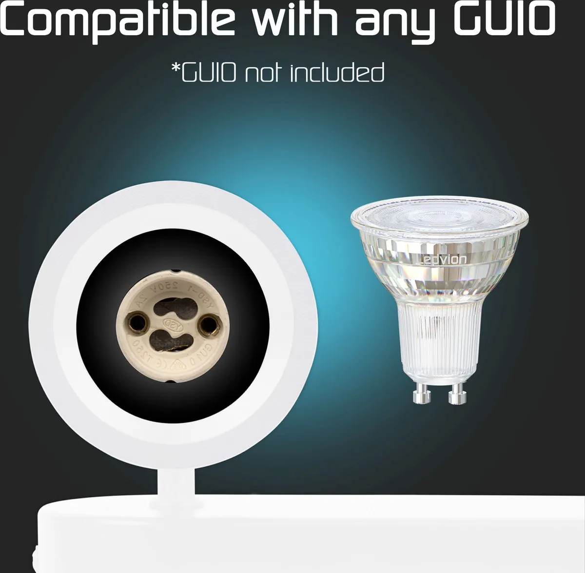 Ledvion LED Plafondspot 3-lichts Wit - GU10 - IP20 - afbeelding 6 van 6