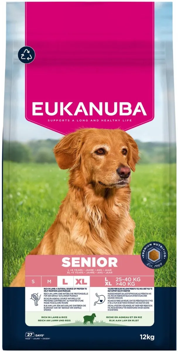 Eukanuba Senior Large Breed Hondenbrokken Lam & Rijst 12kg