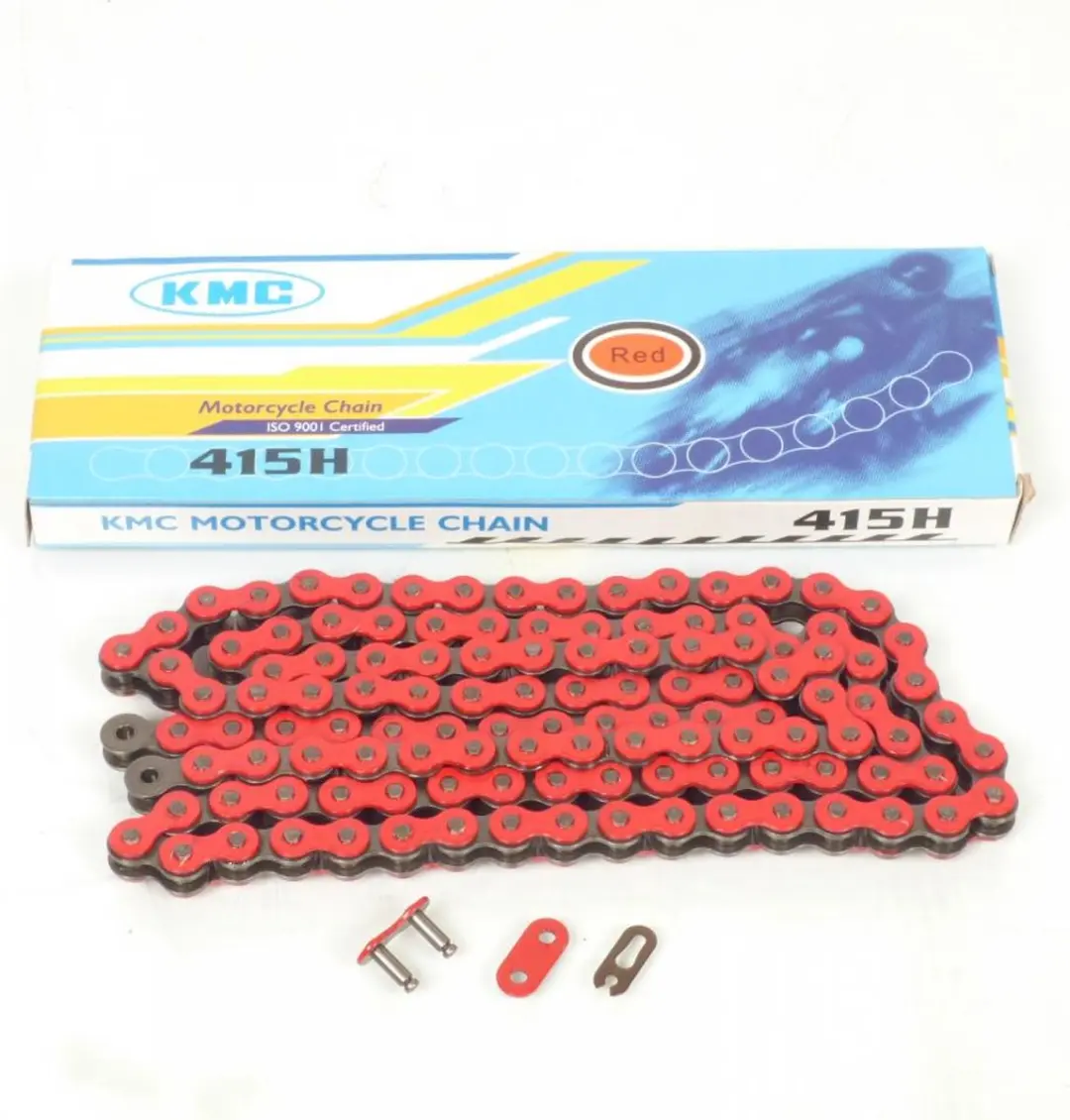 Chaîne de transmission rouge KMC Pas 415 pour mobylette MBK 50 51V 120 maillons