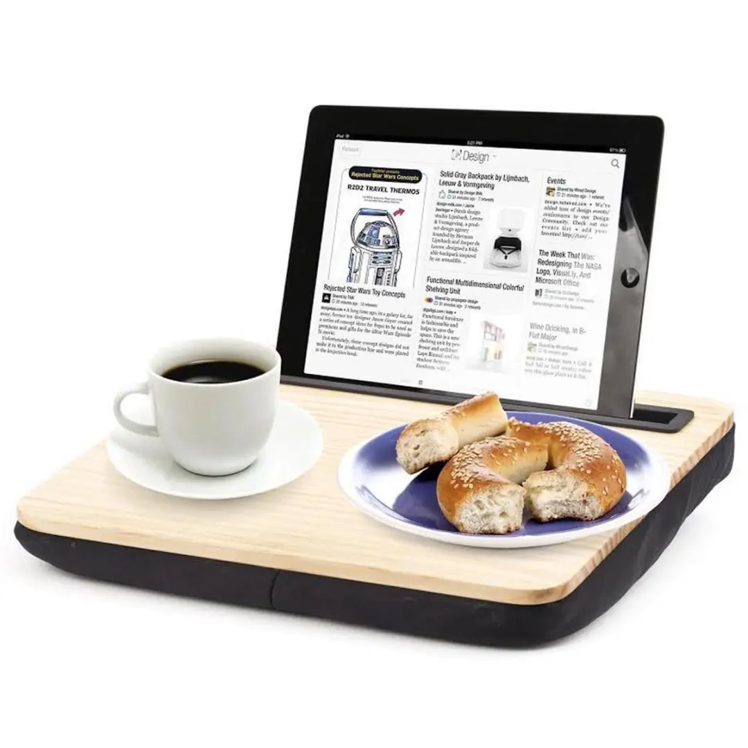 Kikkerland iBed Tablethouder 9 Inch - Hout/Zwart - afbeelding 6 van 6