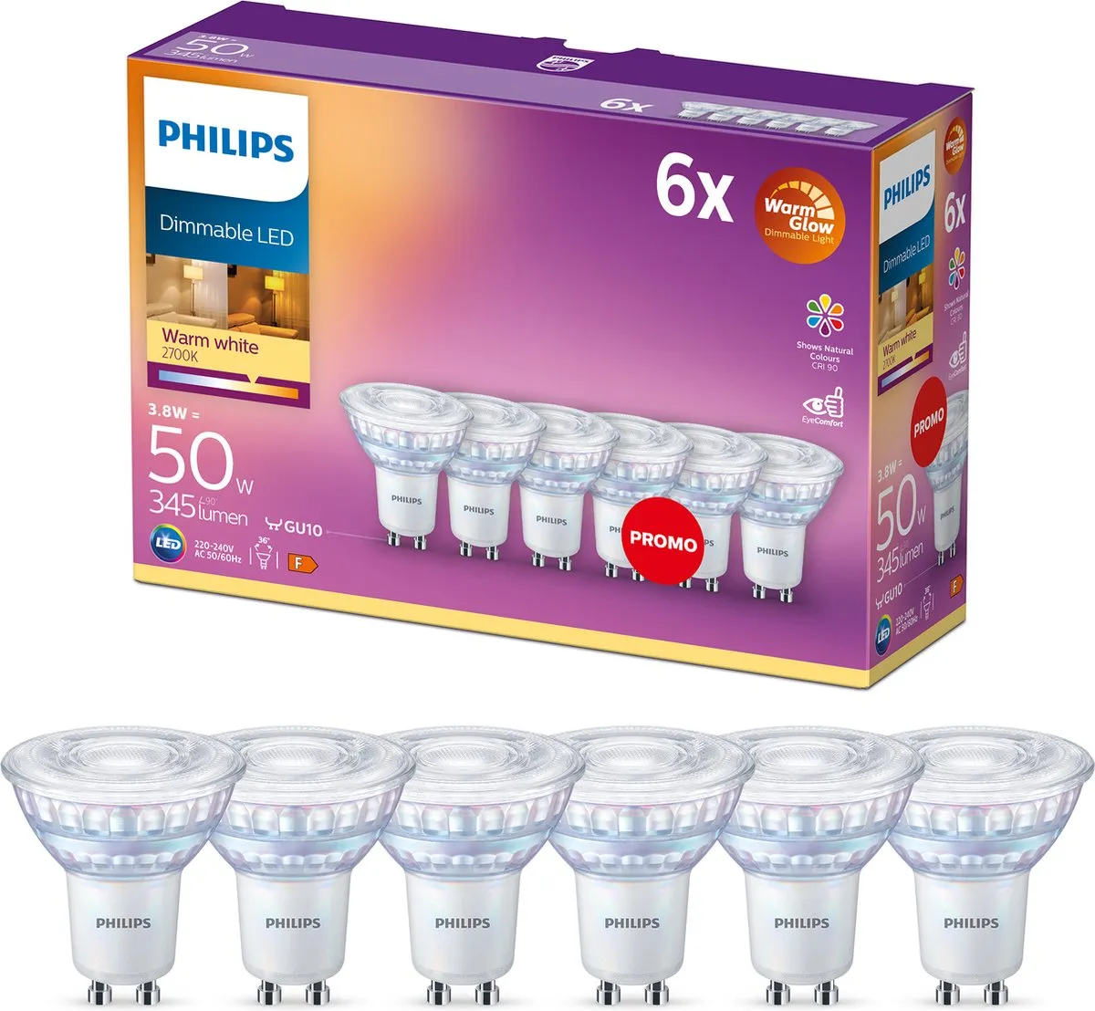 Philips LED Spot GU10 3.8W Warmwit