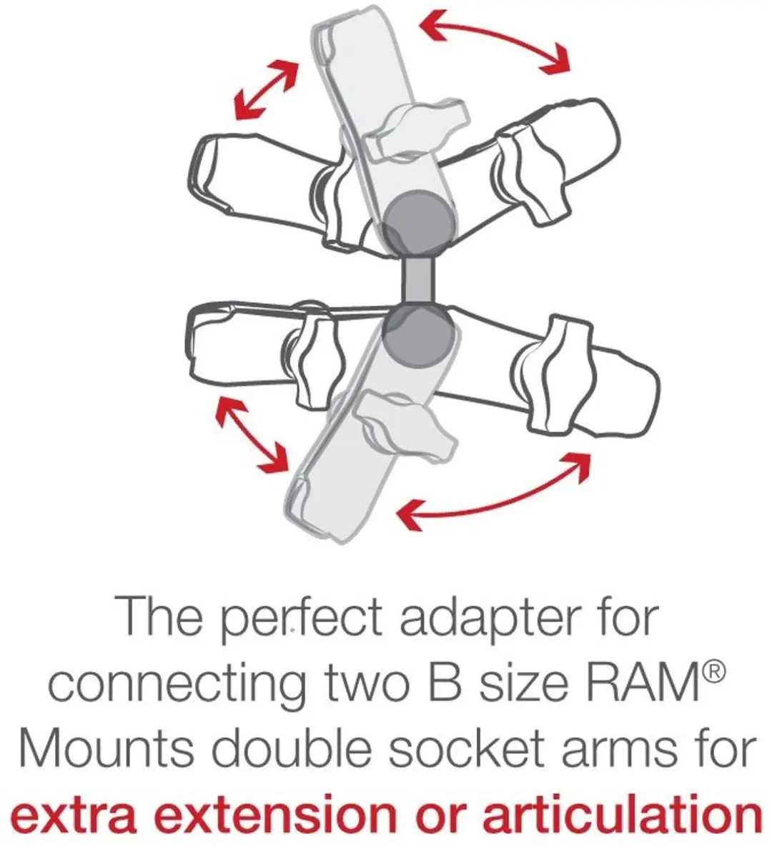 RAM Mounts RAM-B-230U Dubbele Bal Adapter 1 inch - Zwart - afbeelding 4 van 6