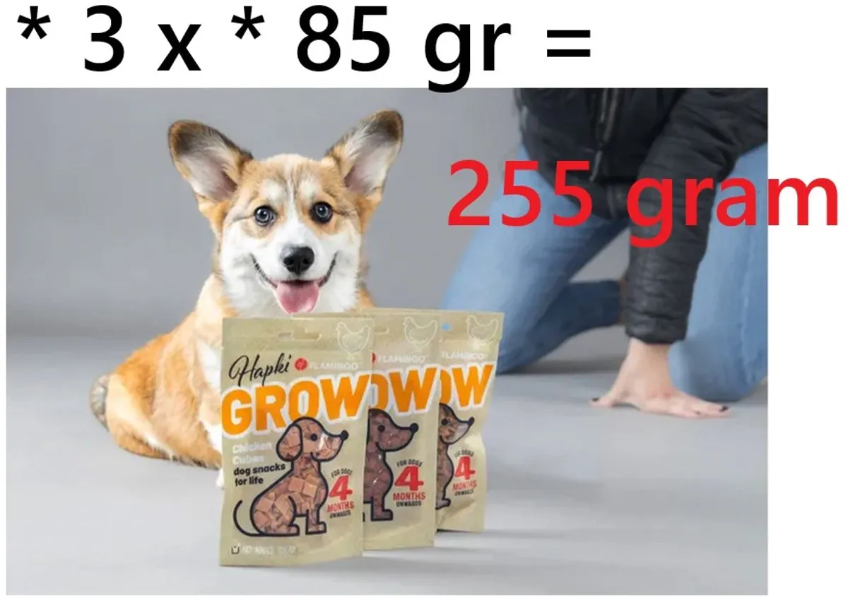 Flamingo Hapki Grow Chicken Puppyvoer 255g (3x85g)