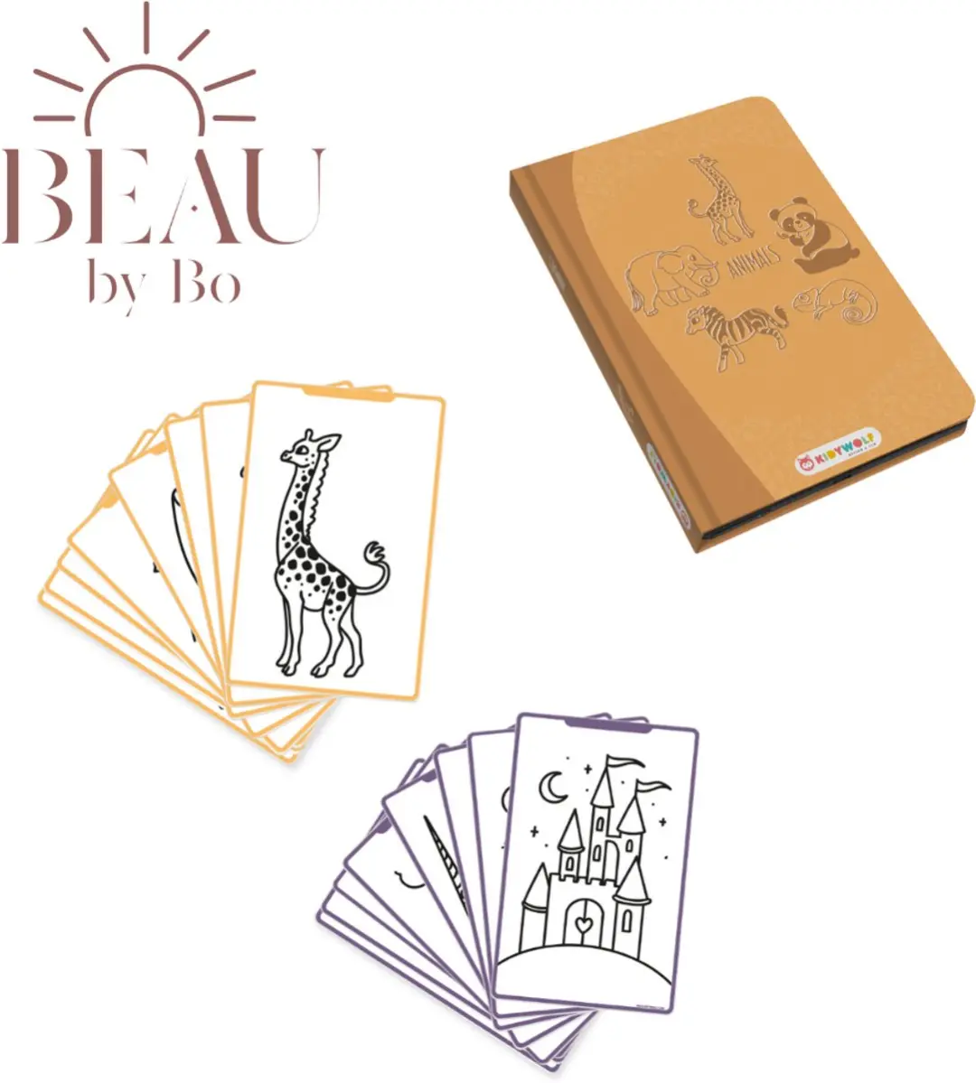 BEAU by Bo Kidywolf Kidydraw Mini Tekenboek met LCD-scherm Dieren + Refill Once