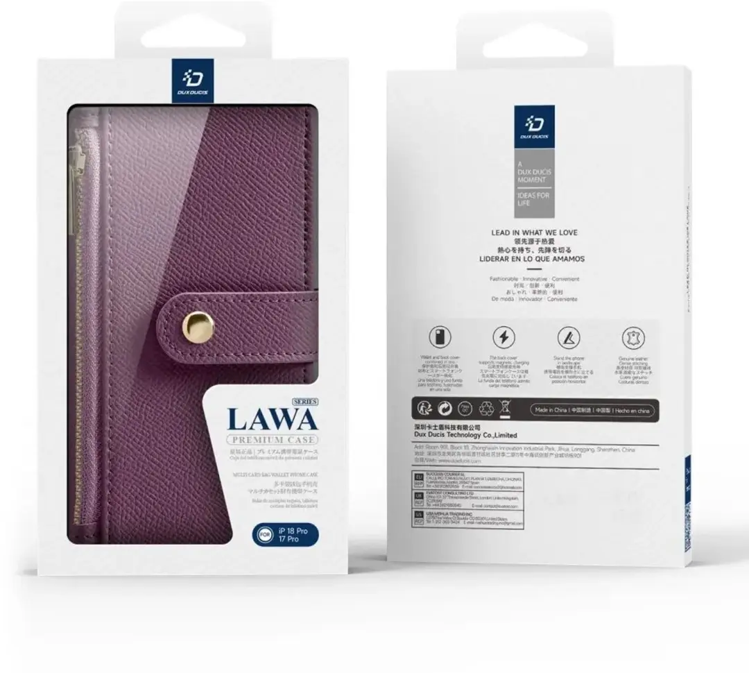 Dux Ducis Lawa iPhone 18 Pro/17 Pro Hoesje 2-in-1 Book Case MagSafe Burgundy - afbeelding 6 van 6
