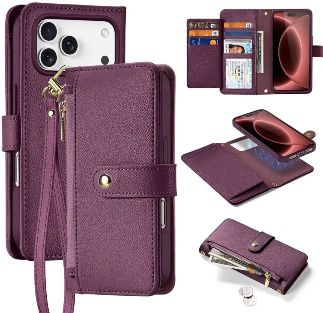 Dux Ducis Lawa iPhone 18 Pro/17 Pro Hoesje 2-in-1 Book Case MagSafe Burgundy - afbeelding 4 van 6