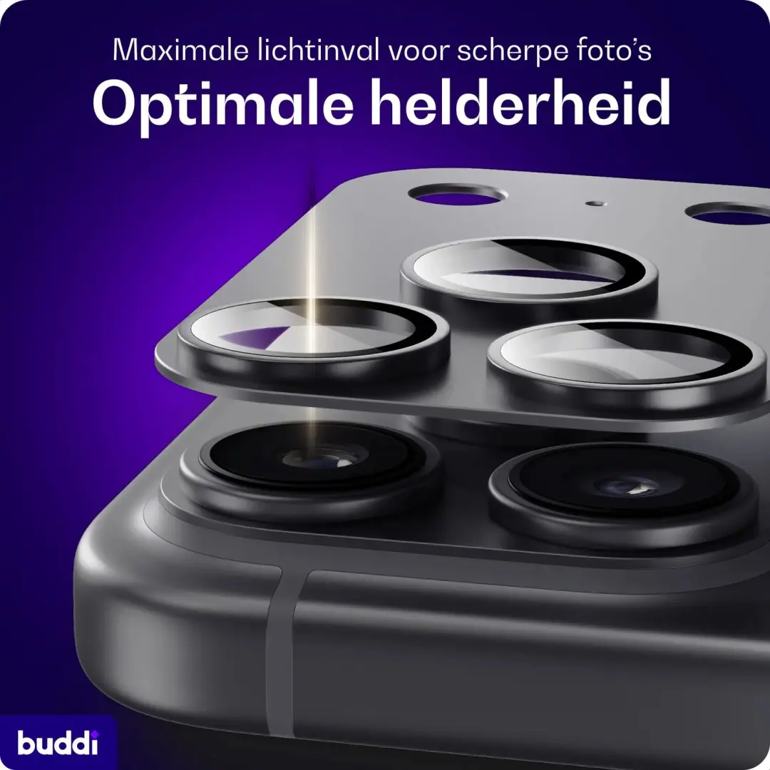 Buddi Focus iPhone 18 Pro Full Camera Protector - Matched Zwart - afbeelding 5 van 6