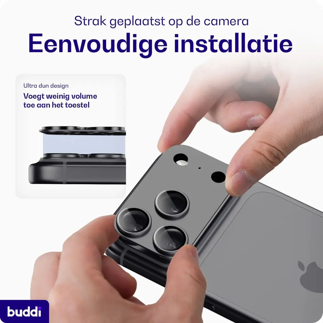 Buddi Focus iPhone 18 Pro Full Camera Protector - Matched Zwart - afbeelding 2 van 6