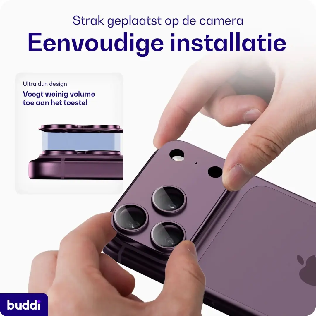 Buddi Focus Apple iPhone 18 Pro Full Camera Protector - Matched Burgundy - afbeelding 3 van 6