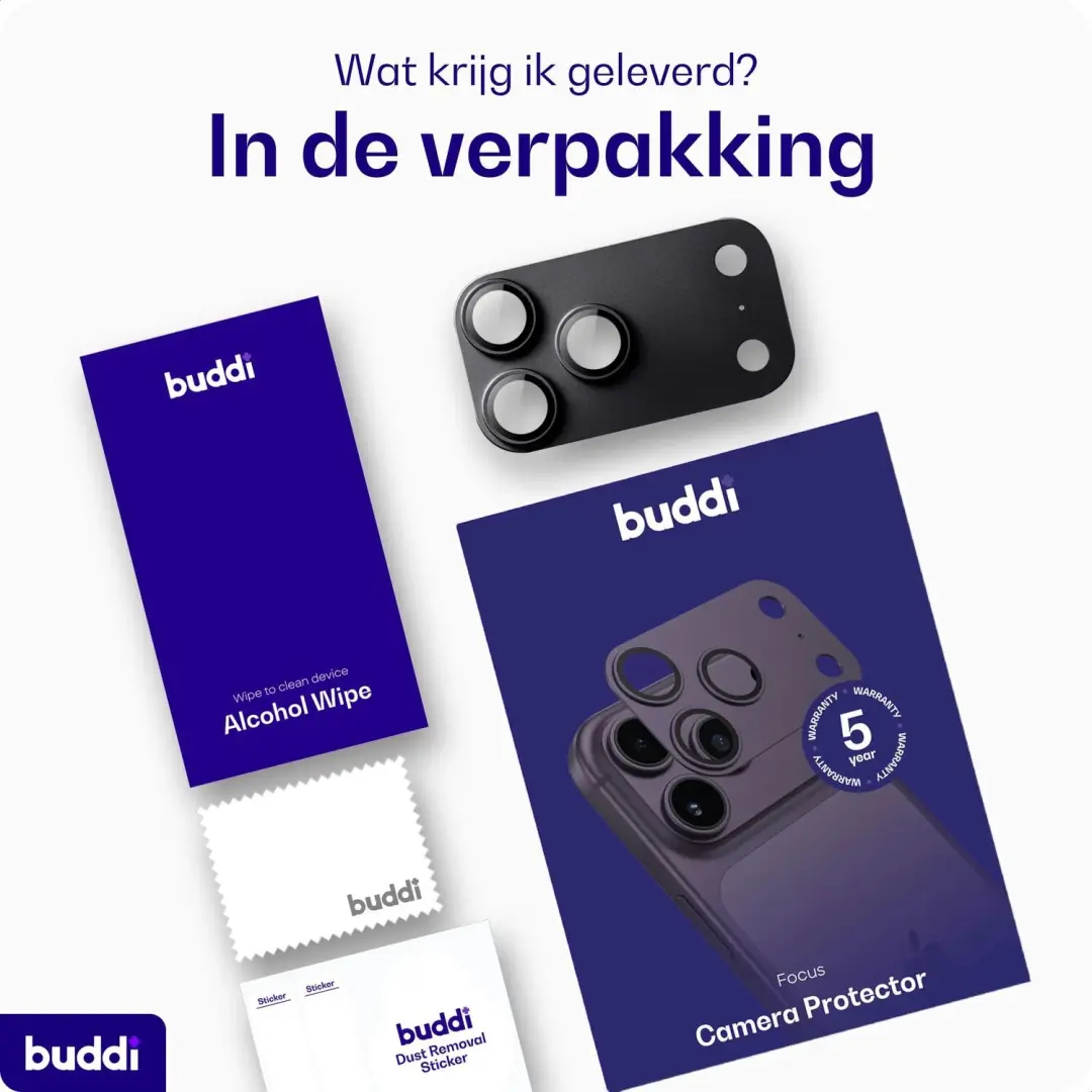 Buddi Focus Full Camera Protector iPhone 18 Pro Max - Matched Zwart - afbeelding 2 van 6