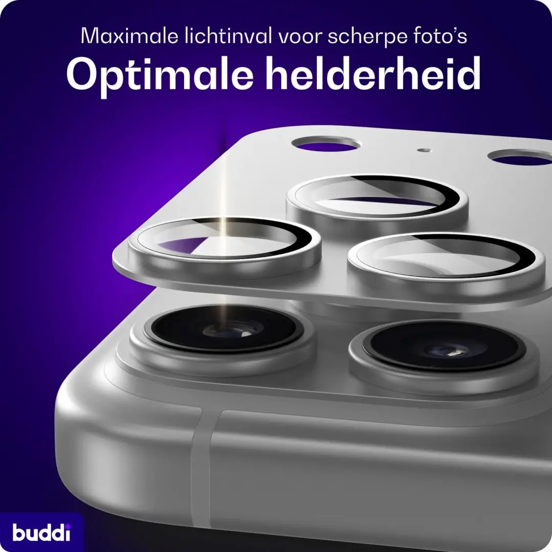 Buddi Focus iPhone 18 Pro Max Full Camera Protector - Matched Zilver - afbeelding 6 van 6