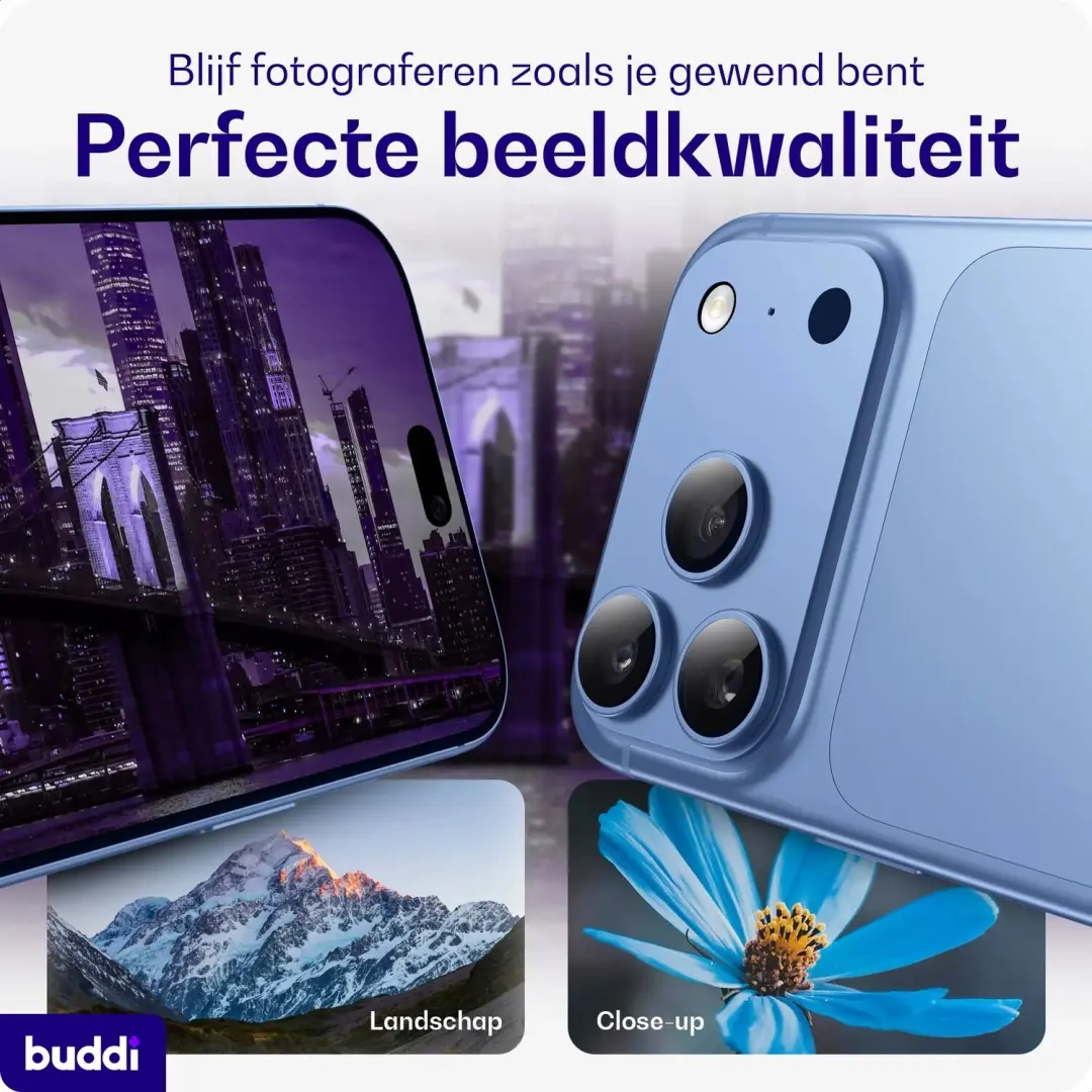 Buddi Focus iPhone 18 Pro Max Full Camera Protector - Matched Blauw - afbeelding 4 van 6