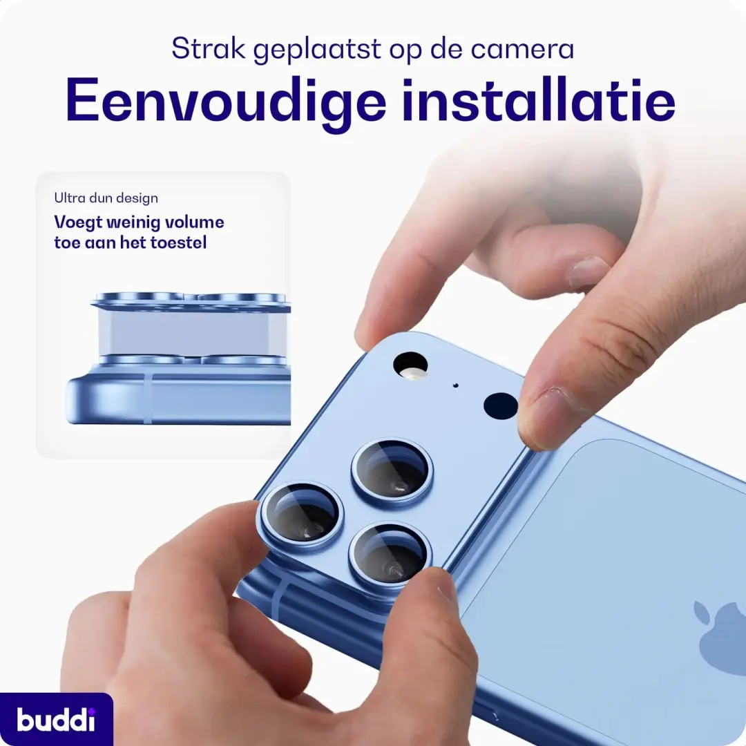 Buddi Focus iPhone 18 Pro Max Full Camera Protector - Matched Blauw - afbeelding 6 van 6