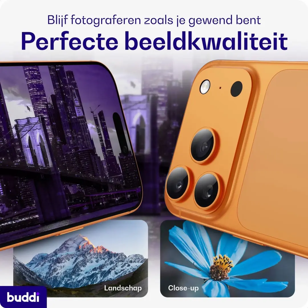 Buddi Focus Apple iPhone 17 Pro Full Camera Protector - Matched Oranje - afbeelding 6 van 6