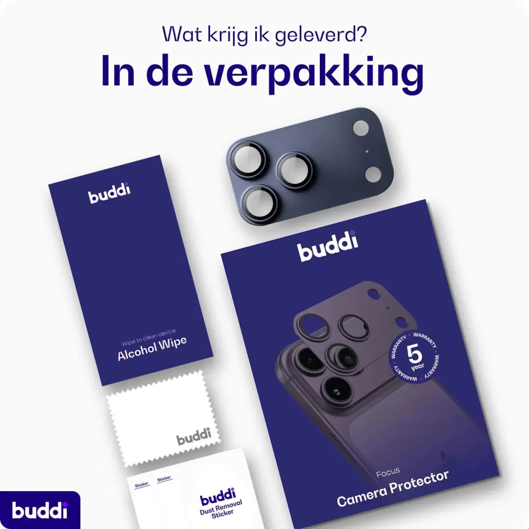 Buddi Focus iPhone 17 Pro Full Camera Protector - Matched Blauw - afbeelding 3 van 6