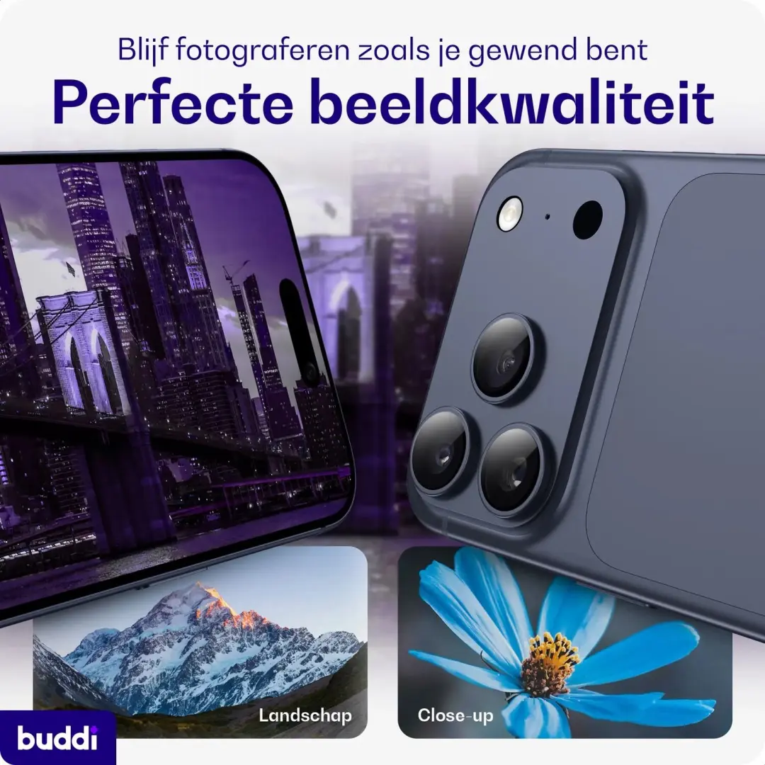 Buddi Focus iPhone 17 Pro Full Camera Protector - Matched Blauw - afbeelding 2 van 6