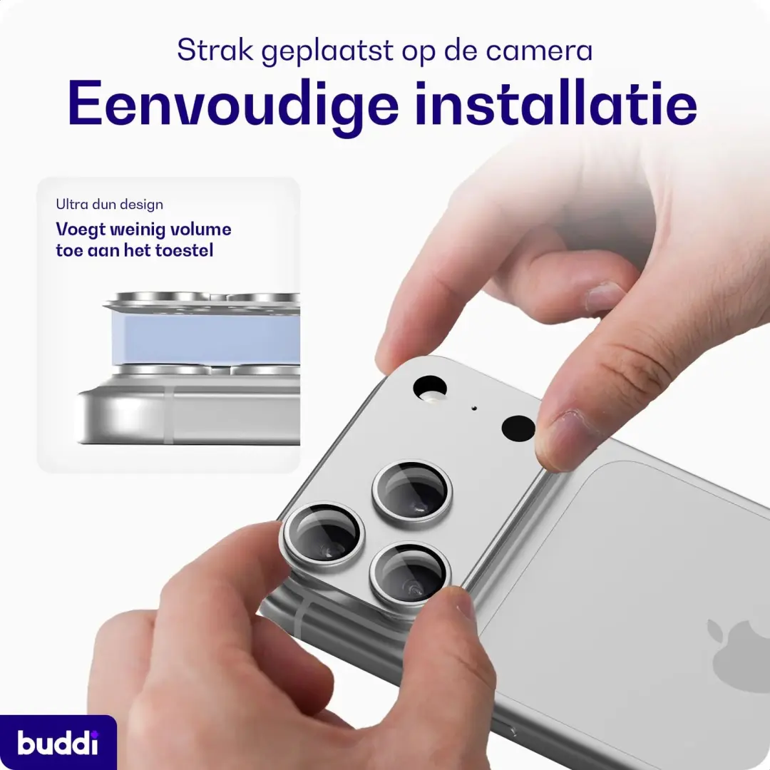 Buddi Focus Camera Protector iPhone 17 Pro - Matched Zilver - afbeelding 5 van 6