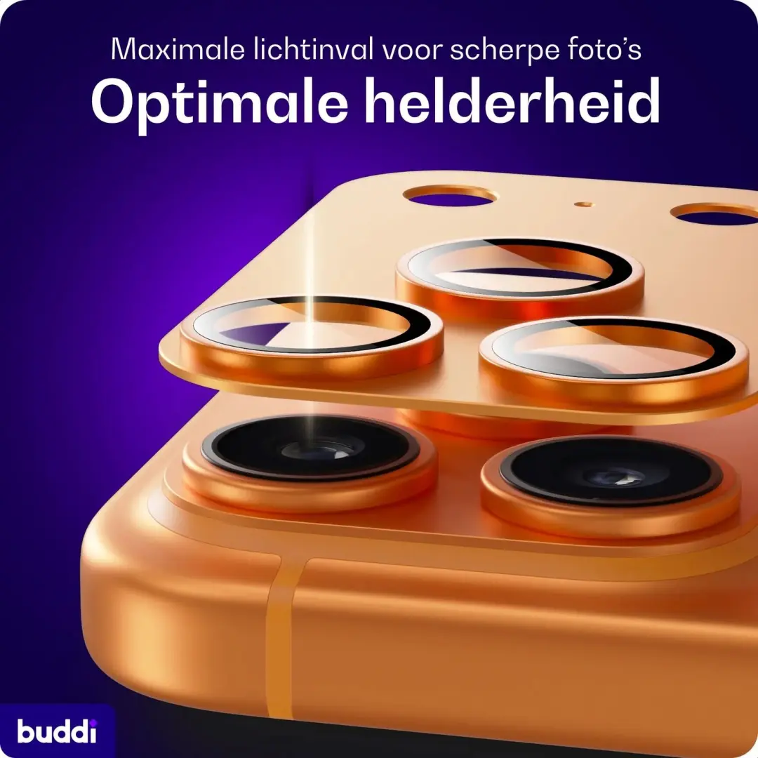 Buddi Focus Apple iPhone 17 Pro Max Full Camera Protector - Matched Oranje - afbeelding 3 van 6