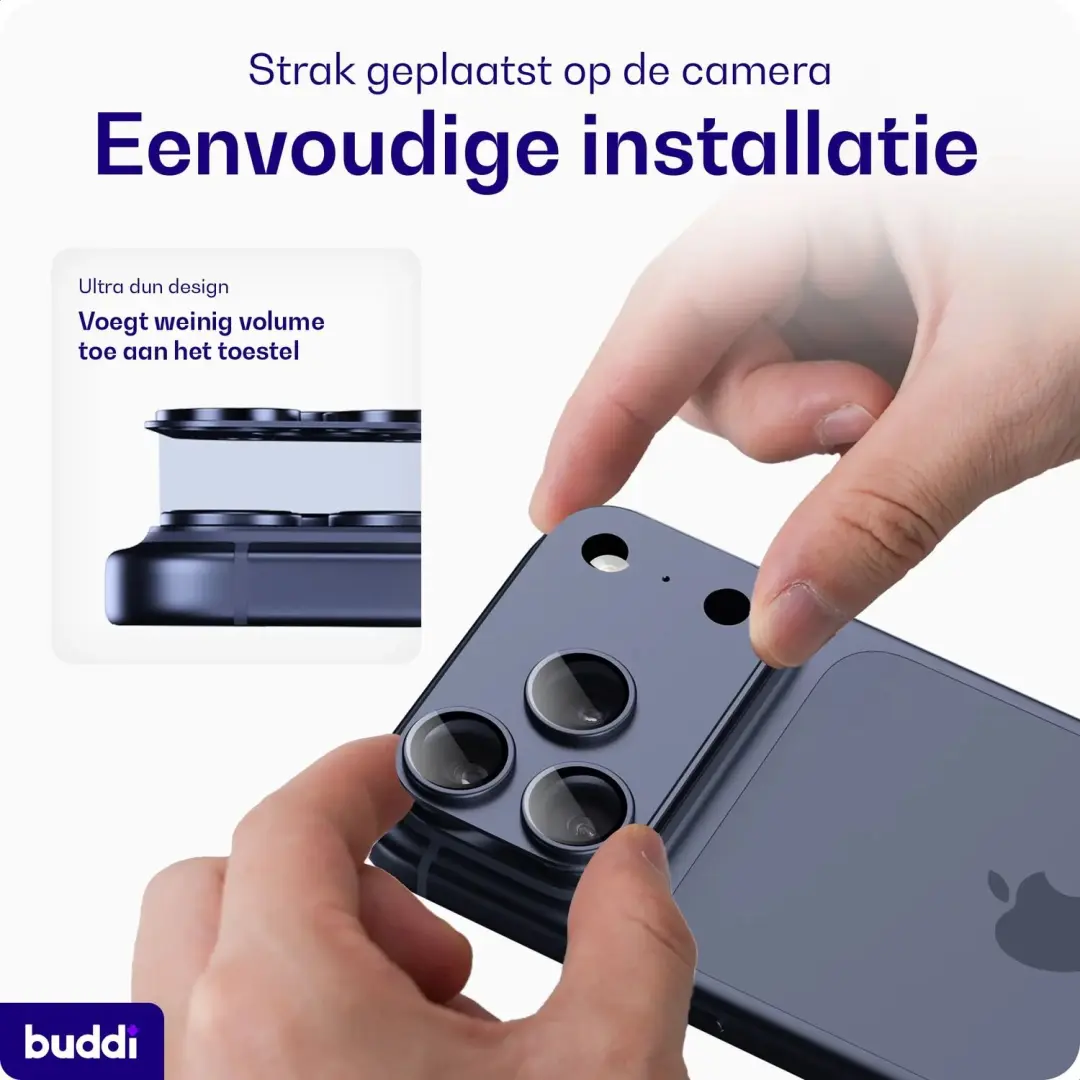 Buddi Focus iPhone 17 Pro Max Full Camera Protector - Matched Blauw - afbeelding 6 van 6