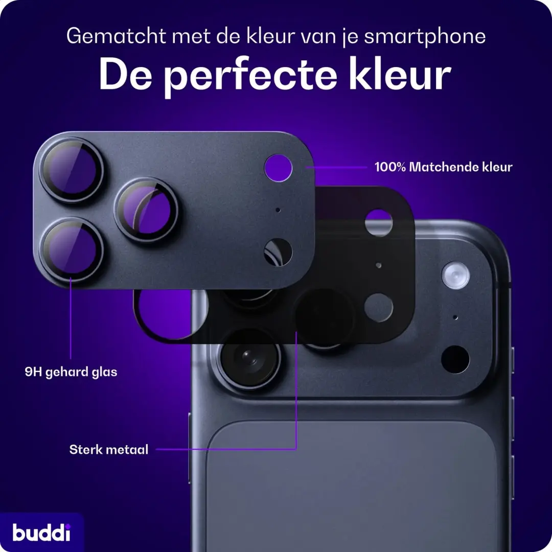 Buddi Focus iPhone 17 Pro Max Full Camera Protector - Matched Blauw - afbeelding 4 van 6