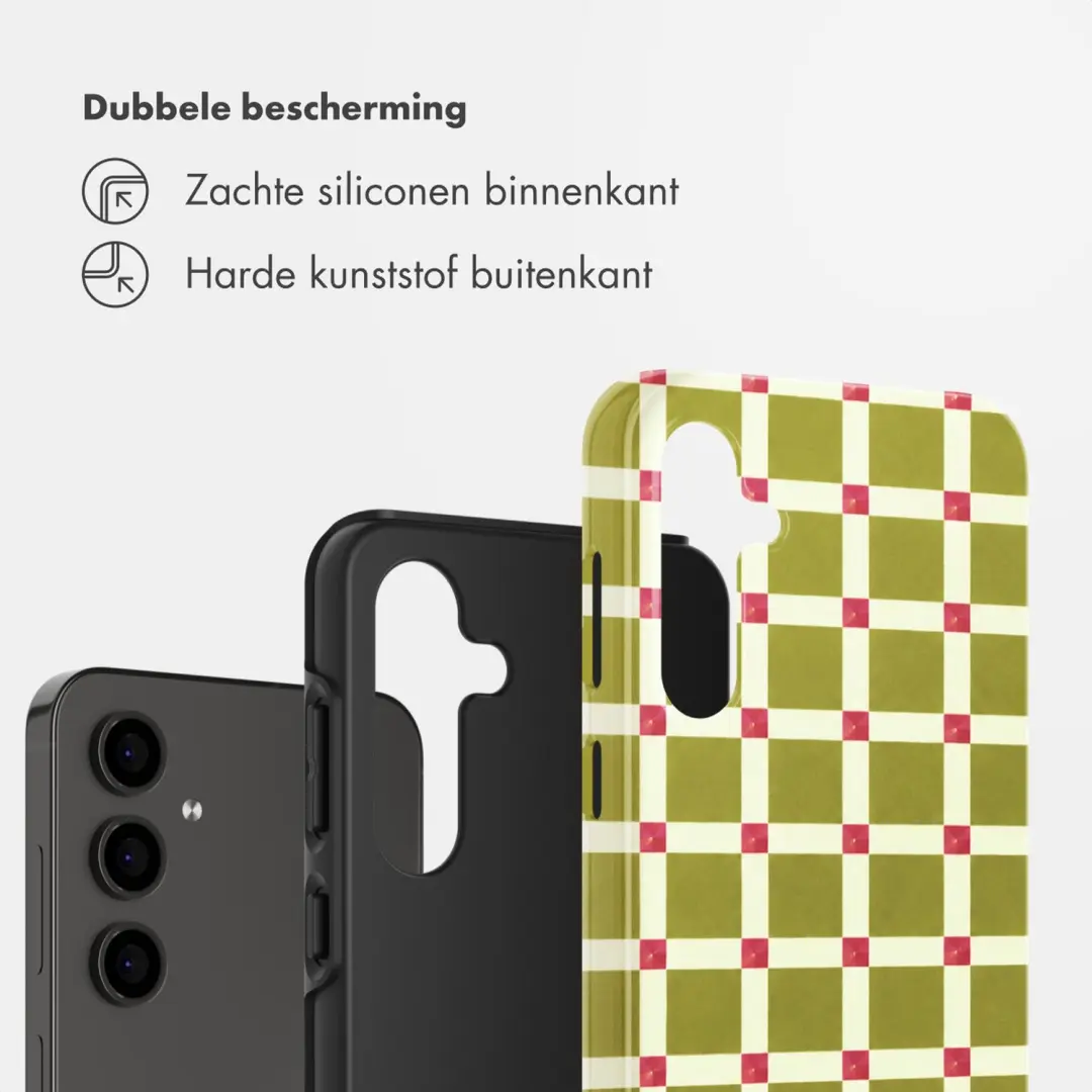Selencia Check This Olive Backcover Samsung Galaxy S24 FE - afbeelding 2 van 6