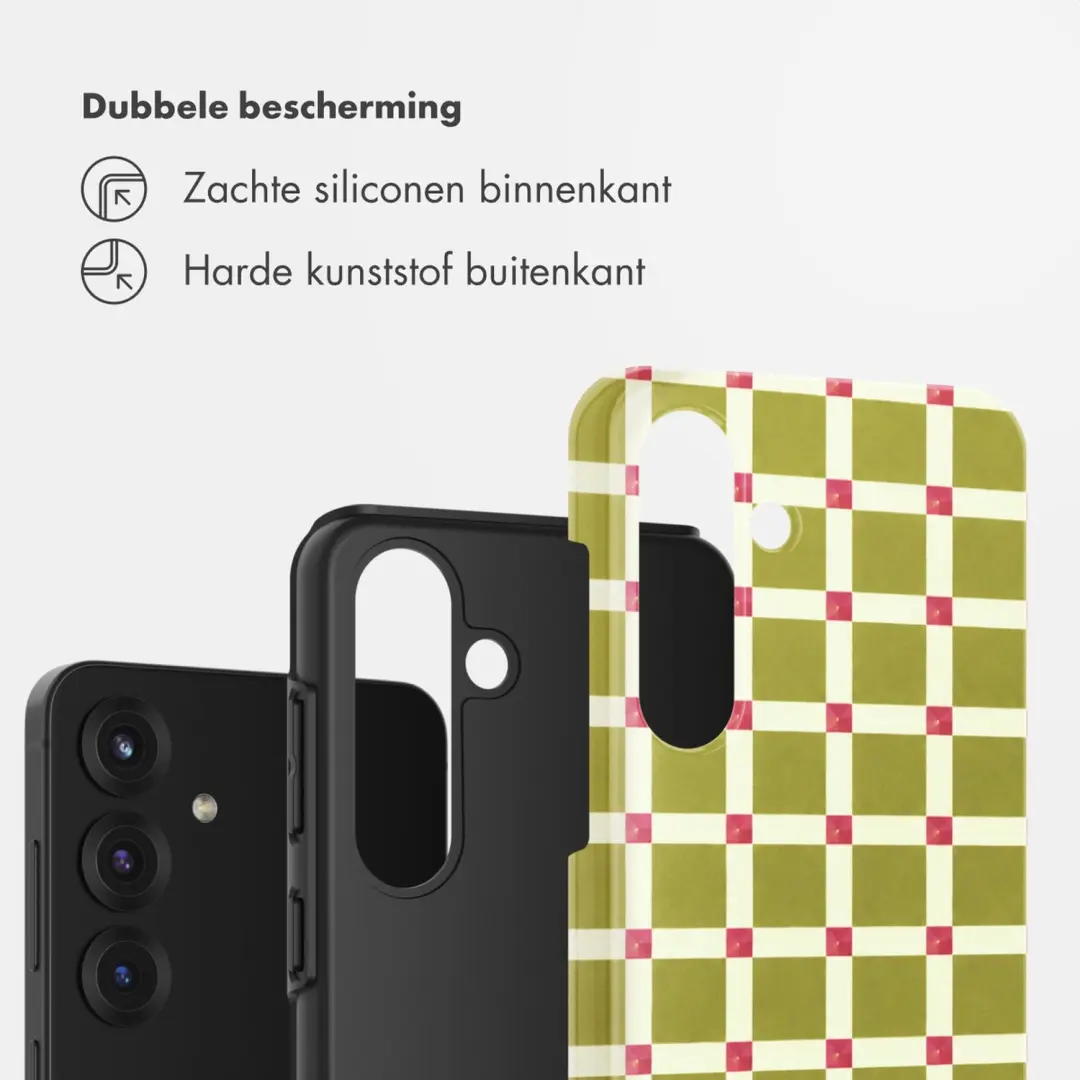 Selencia Check This Olive Backcover Samsung Galaxy S25 - afbeelding 2 van 6