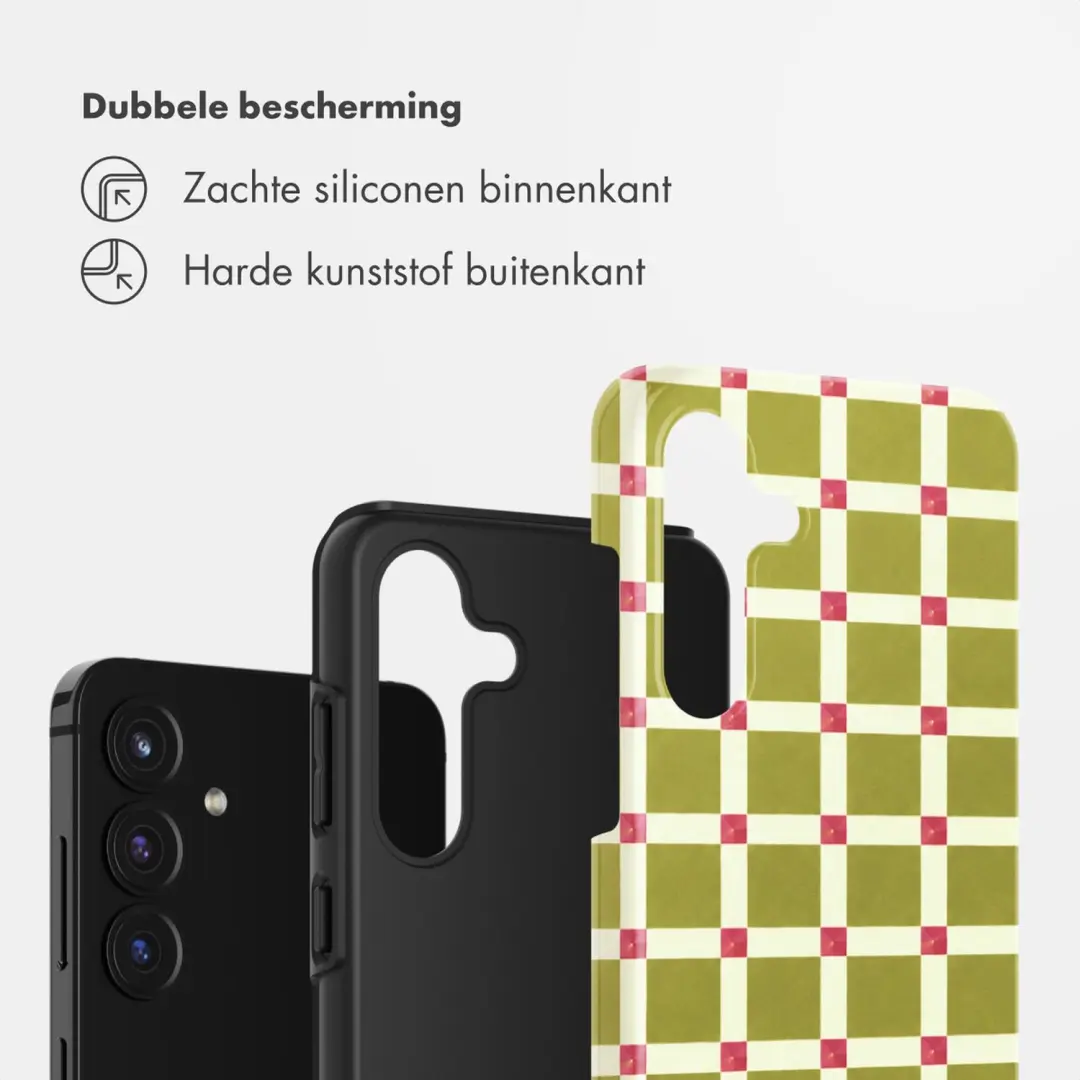 Selencia Check This Olive Backcover Samsung Galaxy S25 FE - afbeelding 2 van 6