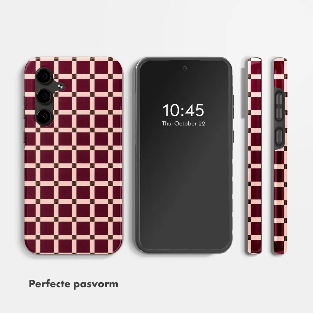 Selencia Check This Burgundy Hoesje Samsung Galaxy S24 FE - afbeelding 5 van 6