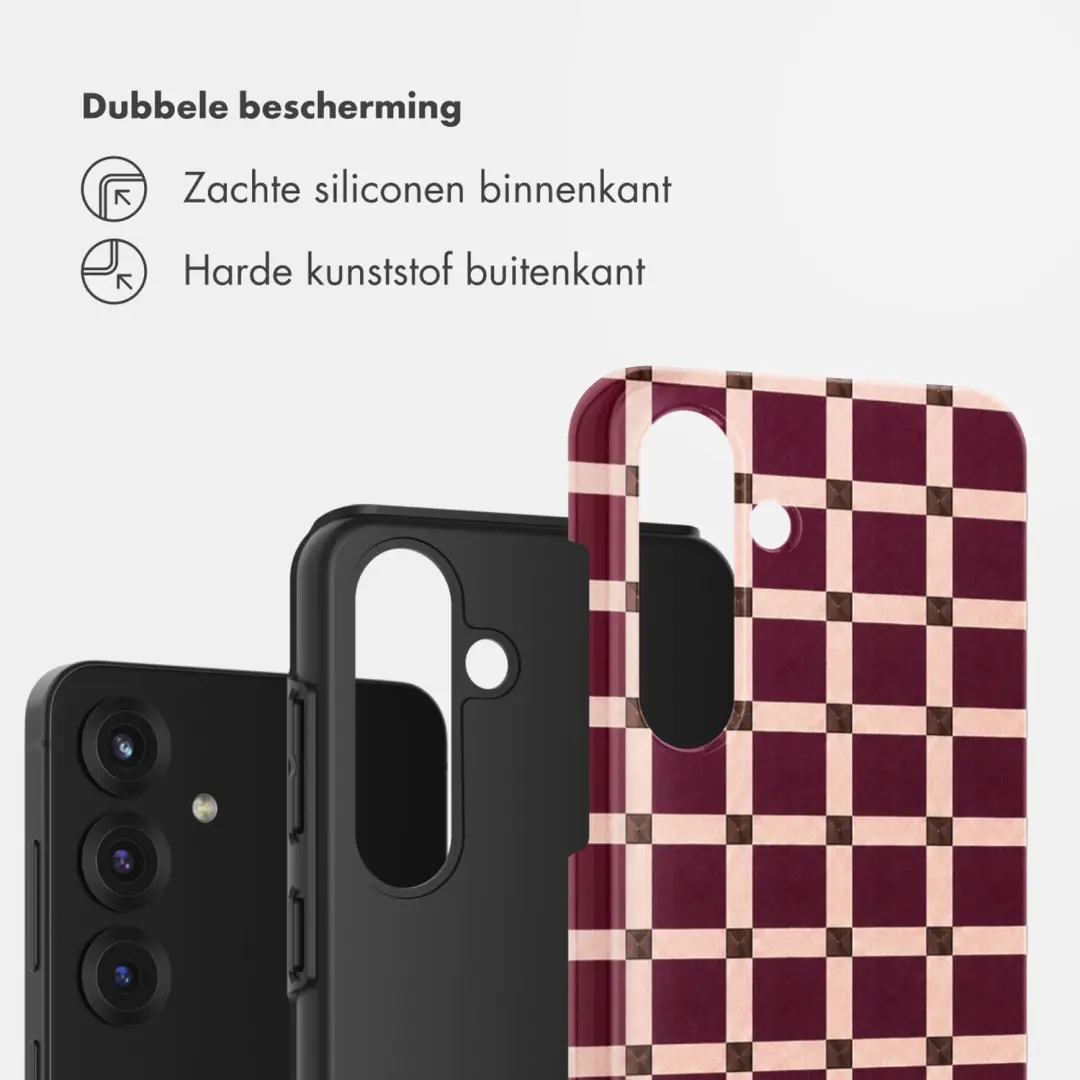 Selencia Check This Burgundy Hoesje Samsung Galaxy S25 - afbeelding 2 van 6