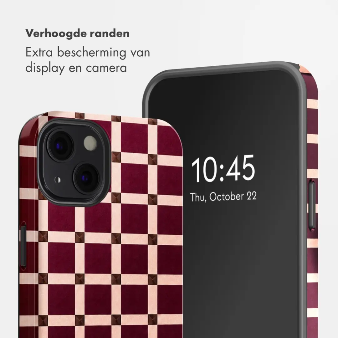 Selencia iPhone 13 Check This Burgundy Hoesje - afbeelding 4 van 6