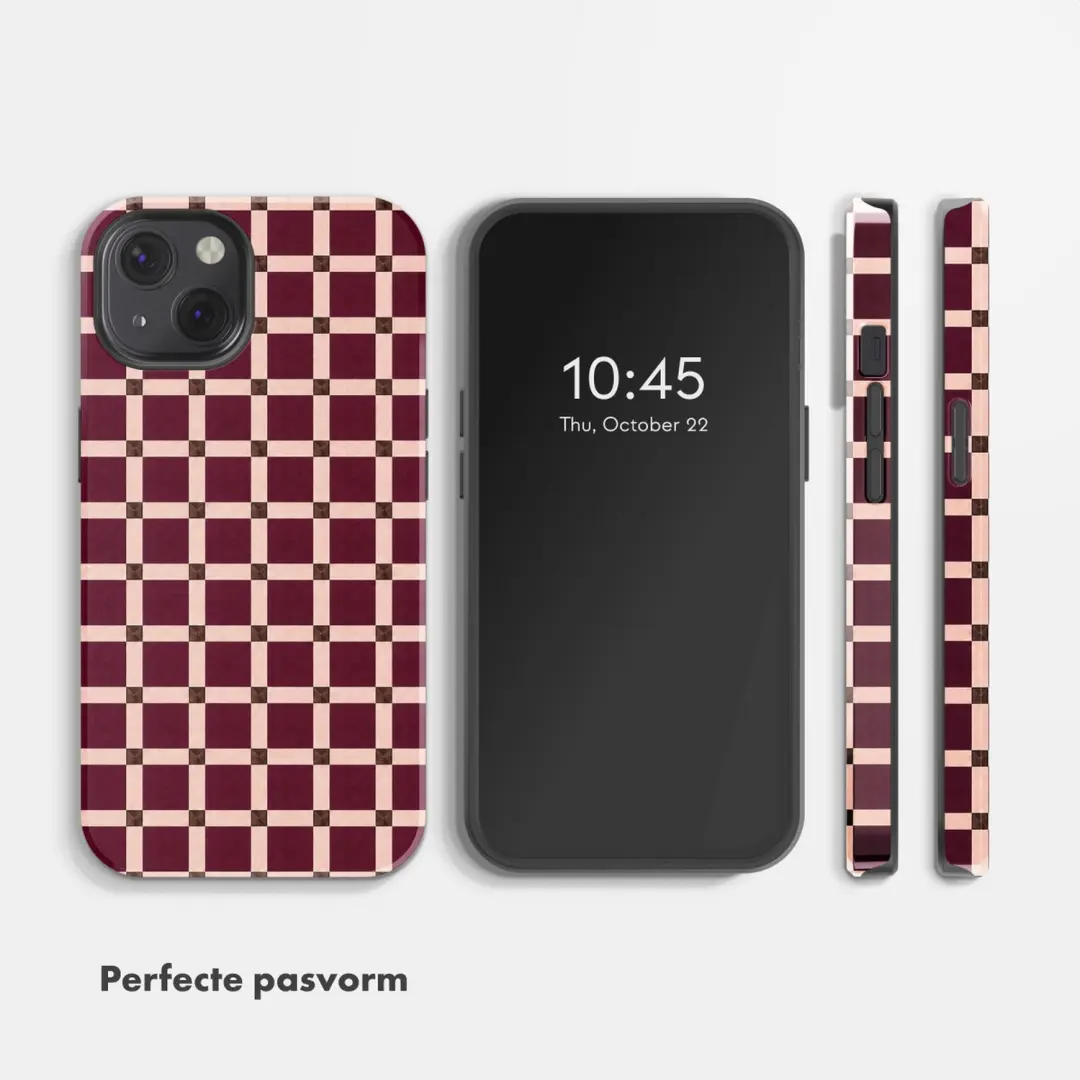 Selencia iPhone 13 Check This Burgundy Hoesje - afbeelding 5 van 6