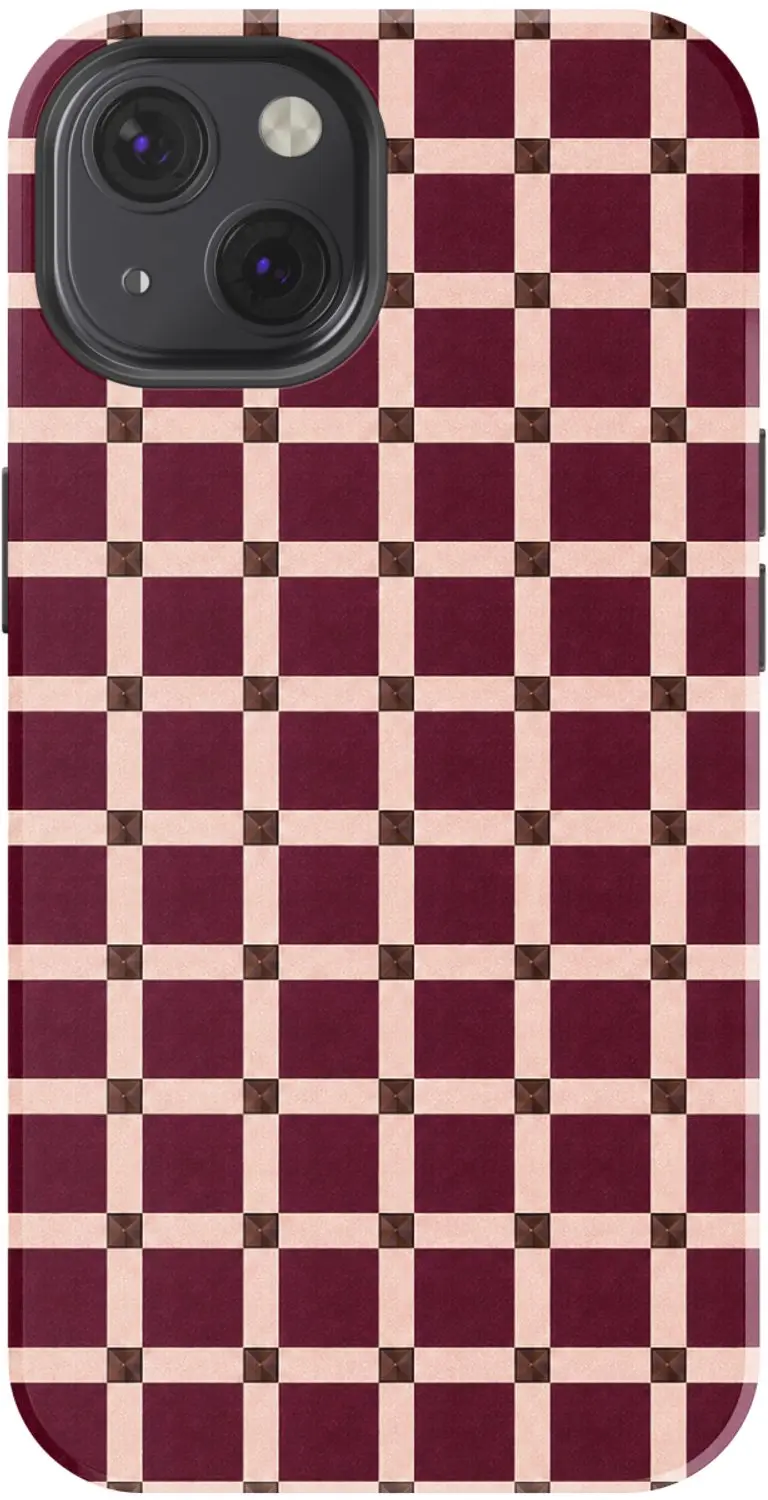 Selencia iPhone 13 Check This Burgundy Hoesje