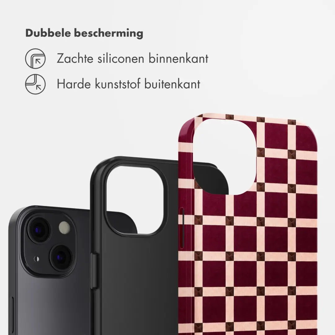 Selencia iPhone 13 Check This Burgundy Hoesje - afbeelding 2 van 6