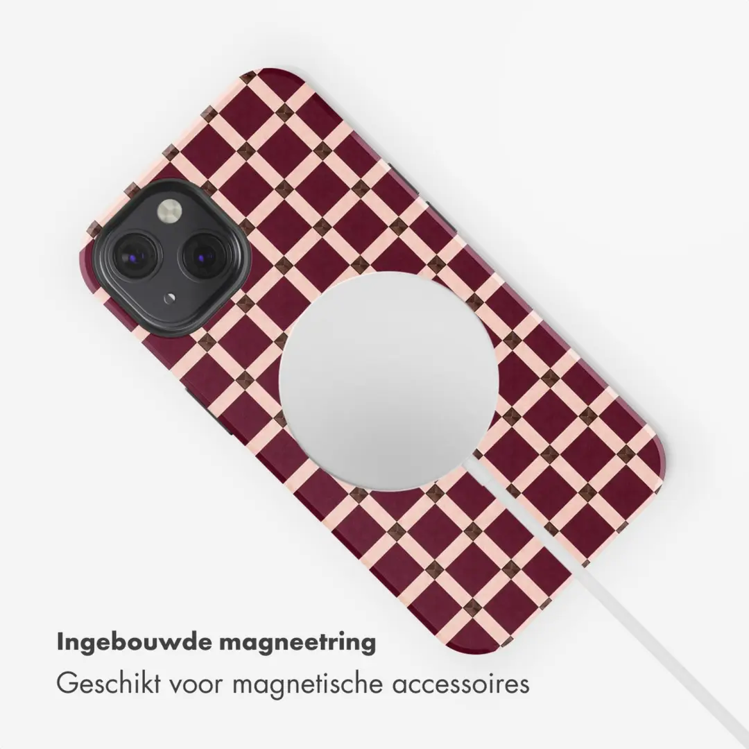 Selencia Check This Burgundy Hoesje iPhone 13 MagSafe - afbeelding 5 van 6