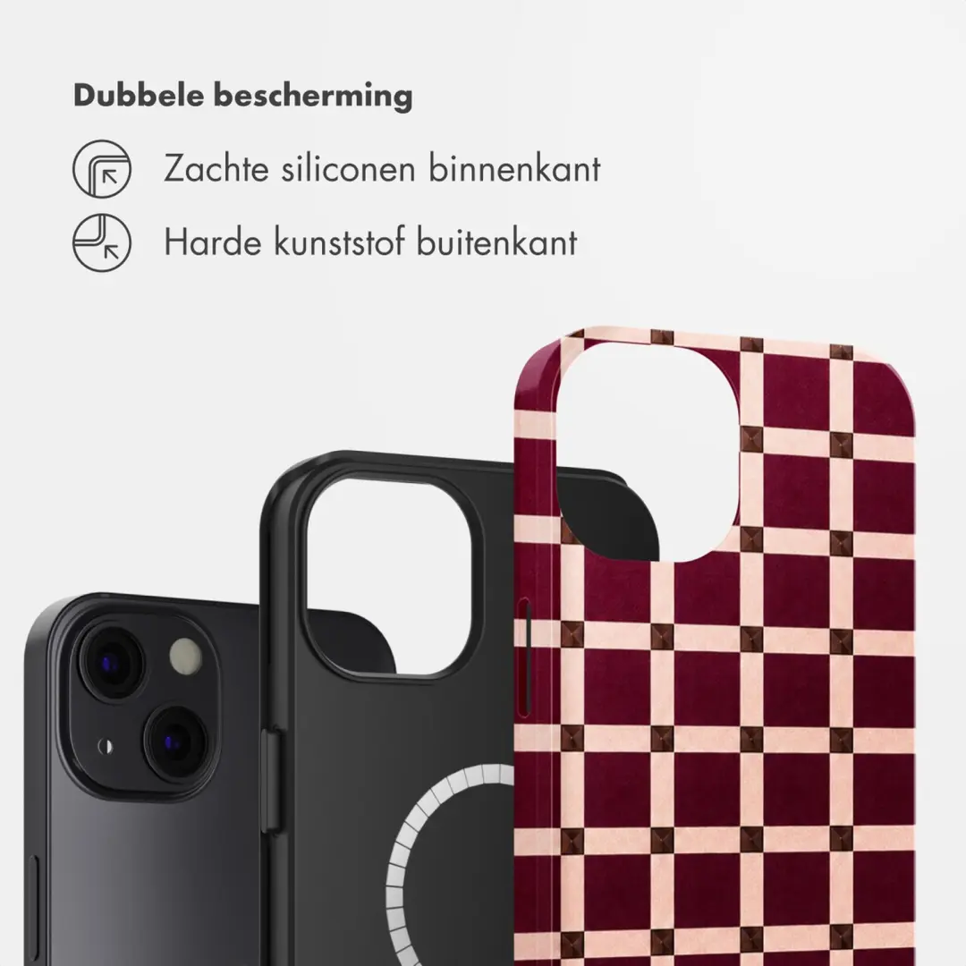 Selencia Check This Burgundy Hoesje iPhone 13 MagSafe - afbeelding 2 van 6