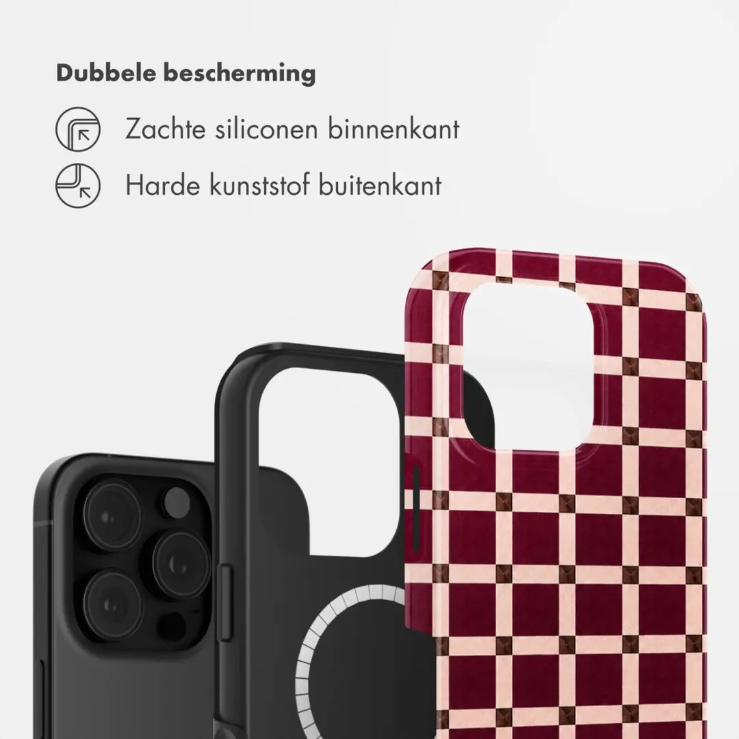 Selencia Check This Burgundy Hoesje iPhone 16 Pro Max MagSafe - afbeelding 2 van 6